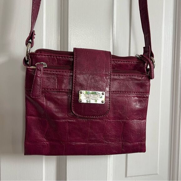 Nine West Burgundy Crocodile Crossbody Bag - Picture 7 of 9
